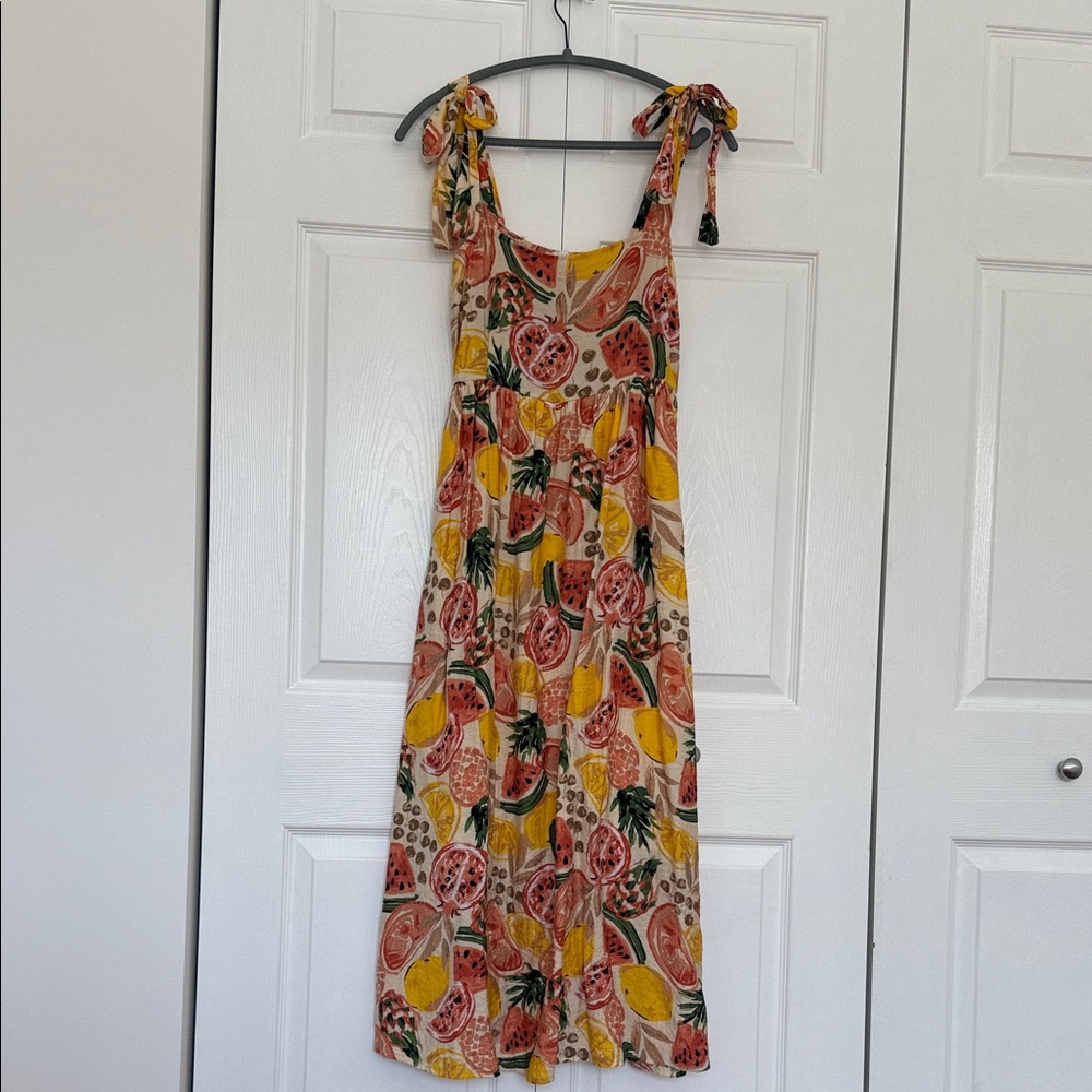 Colorful Fruit Print Midi Dress